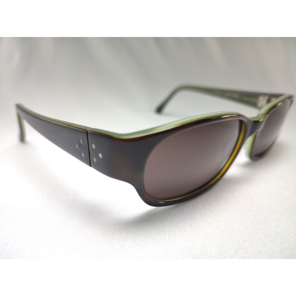 J.F. Rey J455 Sunglasses Brown Olive Acetate Rectangular Vintage France 55-18